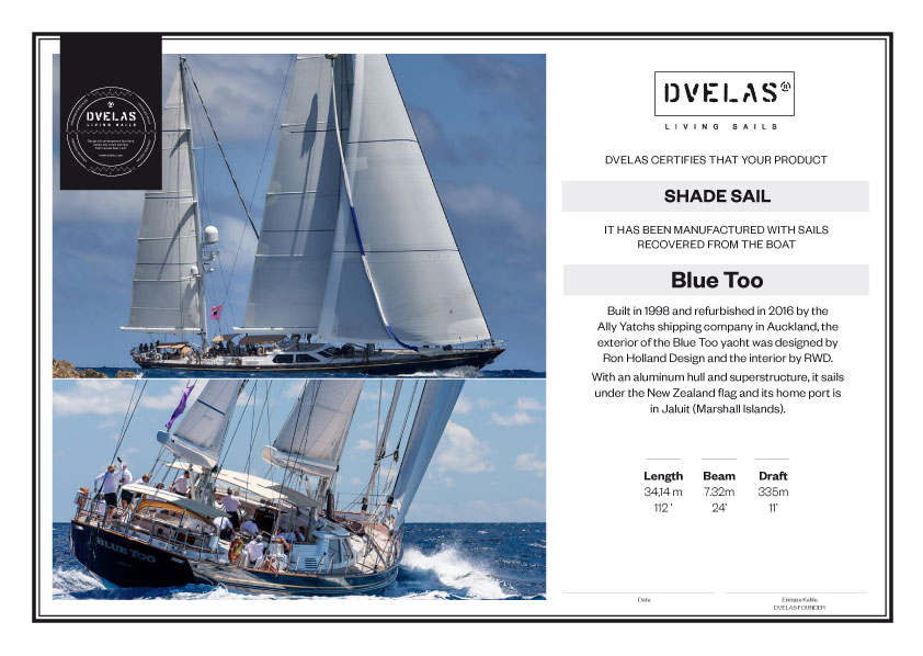DVELAS-CERTIFICATE-BLUE-TOO-USA DVELAS certifies that all its products are made with recovered candles whose origin data is on a sewn label, as well as accompanied by an original certificate.